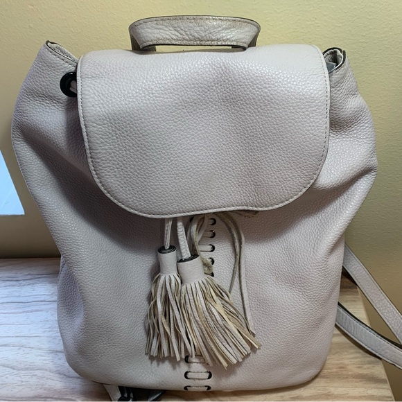 Rebecca Minkoff Backpack Leather tassel Drawstring Magnetic snap Closure Flaptop - Picture 5 of 16